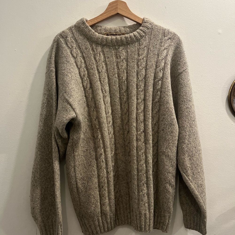 London Fog Men's Cable Knit Sweater - Gray